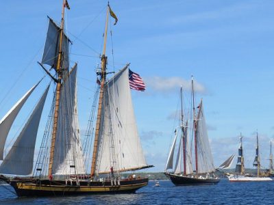 Pride of Baltimore II, Bluenose II & Picton Castle departing Lunenburg, June 15, 2019, by Ed Halverson