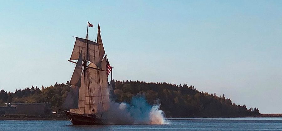 Pride of Baltimore II arriving in Lunenburg, Nova Scotia, June 11, 2019, courtesy of Out the Gate Sailing