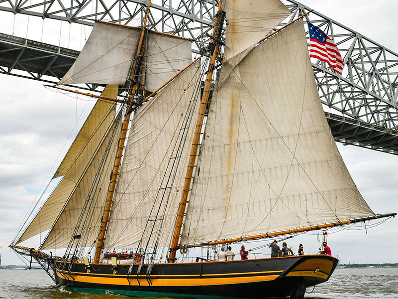 Sailing under the Key Bridge, May 14, 2020, courtesy of Mark Hergan