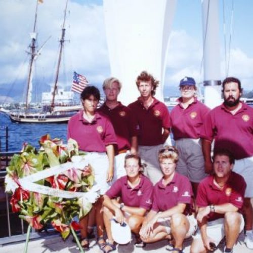 Pride of Baltimore II crew at Pearl Harbor 1994, courtesy of Bill McAllen.